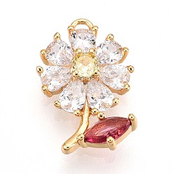 Темно-Красный Латунные микро проложить кубического циркония подвески, со стеклом, , темно-красный, 17.5x11.5x4.5 мм, отверстие : 1.4~1.5 мм