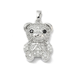 Платинированный Латунные микро проложить кубического циркония подвески, нести прелести, Реальная платина, 22x14.5x6 мм, отверстие : 5x3 мм