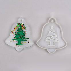 Белый Кулон силиконовые формы, формы для литья смолы, для уф-смолы, изготовление ювелирных изделий из эпоксидной смолы, Рождественский колокольчик, белые, 70.5x63x8 мм