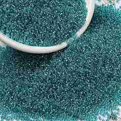 (RR1822) Sparkling Aqua Lined Aqua AB Миюки круглые бусины рокайль, японский бисер, (rr 1822) игристая подводка цвета морской волны aqua ab, 15/0, 1.5 мм, Отверстие : 0.7 мм , около 27777 шт / 50 г