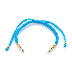 Темно-Голубой Изготовление браслета из нейлона, с латунной бисера, золотые, глубокое синее небо, 10-1/4 дюйм ~ 11-7/8 дюйм (26~30 см), 3 мм