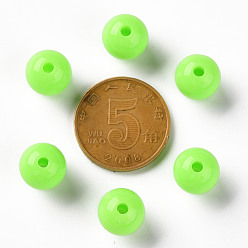 Lime Opaque Acrylic Beads, Round, Lime, 10x9mm, Hole: 2mm, about 940pcs/500g