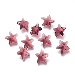 Сиена Граненый стеклянный шарм, морская звезда, цвет охры, 14x15x7 мм, отверстие : 1.4 мм