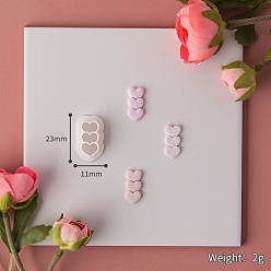 White Valentine's Day Plastic Molds, Clay Cutters, Clay Modeling Tools, for Earring Making, Heart, White, 2.3x1.1cm