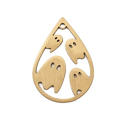 Ghost Хэллоуин 201 из нержавеющей стали подвески, золотые, слеза, призрак, 26x18x1 мм, отверстие : 1.2 мм