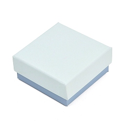 Лазурный Бумажные коробки для демонстрации ювелирных изделий, футляры для хранения колец, серег, ожерелий, браслетов, с губкой внутри, квадратный, лазурный, 7.55x7.55x3.5 см