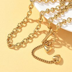 Настоящее золото 18K 304 ожерелья из нержавеющей стали в форме сердца для женщин, реальный 18 k позолоченный, 19.69 дюйм (50 см)