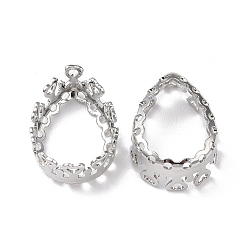 Platinum Brass Sew on Prong Settings, Filigree Open Back Claw Settings for Pointed Back Rhinestone, Teardrop, Platinum, Tray: 13x18mm, 20x14.5x6.5mm, Hole: 0.8mm