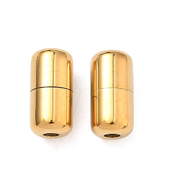 Золотой 304 из нержавеющей стали винтовые застежками, для изготовления ювелирных изделий, колонка, ионное покрытие (ip), золотые, 12x6 мм, отверстие : 2 мм