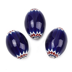 Синий Стекло ручной работы тысячецветник бисера, шевронные бусины, овальные, синие, 33.5~36x23.5~24.5 мм, отверстие : 3~4 мм