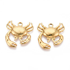 Настоящее золото 18K 304 подвески из нержавеющей стали, ионное покрытие (ip), крабовое очарование, реальный 18 k позолоченный, 27x25.3x3.2~3.9 мм, отверстие : 2.5 мм