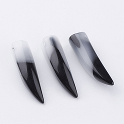 Black Natural White Jade Pendants, Dyed, Black, 34~38x10~12x10~12mm, Hole: 1.5~2mm