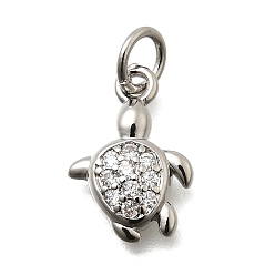 Платина Латунные микро проложить кубического циркония подвески, черепаха, долговечный, без свинца и без кадмия, стойки покрытие, с целью перехода в кольце, платина, 13x9x2.5 мм, отверстие : 3.6 мм