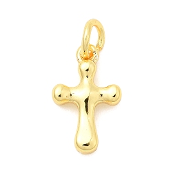 Настоящее золото 18K Латунь прелести, крестик, долговечный, стойки покрытие, с целью перехода в кольце, реальный 18 k позолоченный, 14x8.5x3 мм, отверстие : 3.2 мм