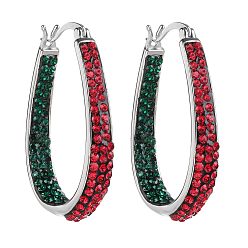 (123L) Белый крем непрозрачный блеск Серьги-кольца из латуни с кубическим цирконием в форме слезы, платина, огнеупорный кирпич, 33x25 мм