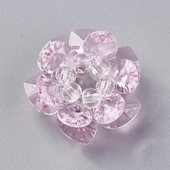 Pearl Pink Glass Woven Beads, Cluster Beads, Lotus, Pearl Pink, 25~28x14mm, Hole: 5mm