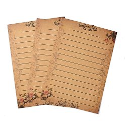 Цветок Бумага для писем, на день матери день святого валентина день рождения день благодарения, прямоугольные, деревесиные, цветочным узором, 209x145x0.5 мм, 8 шт / комплект