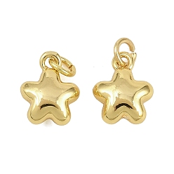 Настоящее золото 18K Латунные подвески, звезды прелести, с целью перехода в кольце, реальный 18 k позолоченный, 9.5x7.5x4 мм, отверстие : 2.5 мм