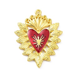 Золотой Настройки горный хрусталь эмаль кулон сплава, сердце, огнеупорный кирпич, золотые, пригодный для стразов 1.6 мм, 44x33x3 мм, отверстие : 1.6 мм