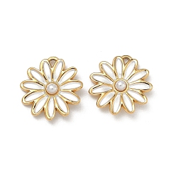 Настоящее золото 18K Подвески из нержавеющей стали и АБС-пластика с имитацией жемчуга, окрашенные аэрозольной краской., , вакуумное покрытие pvd, долговечный, реальный 304 k позолоченный, 18 мм, отверстие : 15x15x3.5 мм