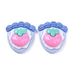 Клубника Непрозрачная смола для декодирования кабошонов для торта, имитация еды, Небесно-голубой, Клубничный узор, 27.5x26x9 мм