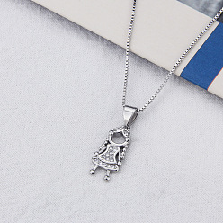 Платина Латунные микропаве прозрачные кубические цирконии подвески для девочек ожерелья, платина, 17.32 дюйм (44 см)