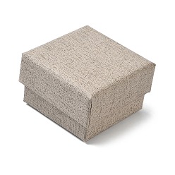 Светло-коричневый Витрины для ювелирных изделий из бумаги, футляры для хранения колец, серег, ожерелий, браслетов, с губкой, квадратный, загар, 5.2x5.2x3.3 см