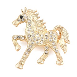 Золотой Броши-булавки из сплава со стразами, лошадь, лошадь, кристалл, золотые, 38x36.5 мм