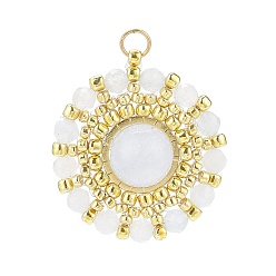 Аквамарин Подвески из японского бисера ручной работы, плетеный шарм из натурального аквамарина, граненые, 24.5x22~23x8 мм, внутренний диаметр: 3 мм