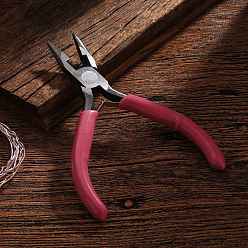 Pink 45# Carbon Steel Jewelry Pliers, Chain Nose Pliers, Wire Cutters, Polishing, Pink, 11.5x9x0.9cm