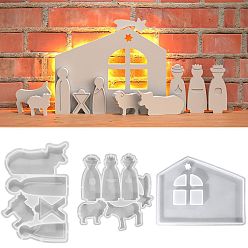 Белый Пасхальные силиконовые формы, формы для литья смолы, для уф-смолы, изготовление изделий из эпоксидной смолы, человек со скотом, белые, 110x175x16.5 мм, внутренний диаметр: 46 мм