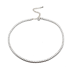 Платина Теннисное ожерелье из прозрачного кубического циркония для женщин, платина, 12.99 дюйм (33 см)