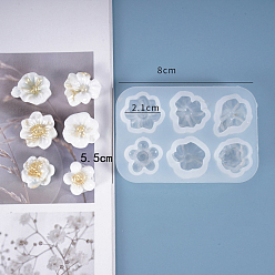 White DIY Silicone Molds, Resin Casting Molds, For UV Resin, Epoxy Resin Jewelry Making, Fondant Molds, Flower, White, 55x80x10mm