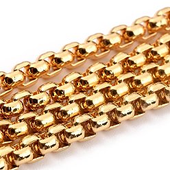 Gold Eco-friendly Spray Painted Handmade Brass Box Chains, Soldered, with Spool, Gold, 4x4mm, 32.8 Feet(10m)/roll