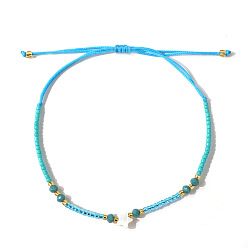 Небесно-голубой Регулируемые стеклянные бусины плетеные браслеты из бисера, украшения из ракушек и звезд для женщин, голубой