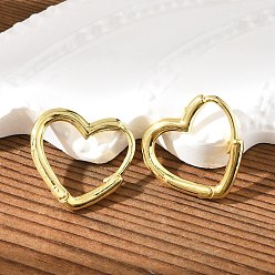 Золотой Латунные английском замке Серьги-кольца, долговечный, сердце, золотые, 14x15x1.5 мм, штифты : 1 мм