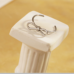 Нержавеющая Сталь Цвет Стильное 304 кольцо-манжета с бантом из нержавеющей стали для ежедневного ношения, цвет нержавеющей стали