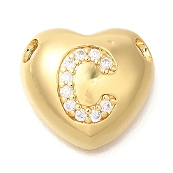 Letter C Стойка металлическая латунная микропрофилированная кубическая циркония подвески, без кадмия и без свинца, сердце с подвесками в виде буквы az, реальный 18 k позолоченный, буква С, 14.5x16x6 мм, отверстие : 3 мм