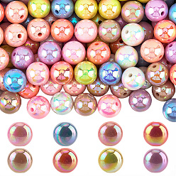 (52) Непрозрачная лаванда 120 шт 8 цвета непрозрачные акриловые бусины, с покрытием AB цвета, круглые, разноцветные, 16x15 мм, отверстие : 2.8 мм, 15 шт / цвет