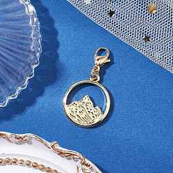 Mountain Подвесные украшения из латуни, 304 подвеска-застежка-лобстер из нержавеющей стали для украшения сумок, золотые, гора, 37 мм, Кулон : 24x20x2 мм