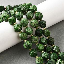 Зеленый лайм Нити бусин из натуральной кунжутной яшмы, граненые, твист, с бисером, зеленый лайм, 10x9~10x9~10 мм, отверстие : 1 мм, около 33~34 шт / нитка, 15.04''~15.35'' (38.2~39 см)