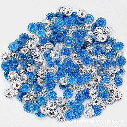 Bleu Dodger Cabochons en plastique strass, tournesol, dos et dos plaqués, Dodger bleu, 11x4 mm, sur 500 PCs / sac