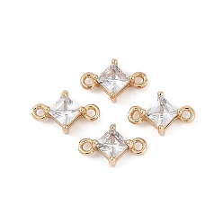 Прозрачный Латунные ромбовидные звенья-соединители подвески, без кадмия, без никеля и без свинца, золотые, прозрачные, 11x6.5x4 мм, отверстие : 1.2 мм