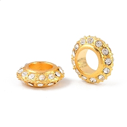 Золотой Большая дыра сплава цинка проложить Grade A Кристалл Rhinestone RONDELLE бусы, золотые, 12.5x4.5 мм, отверстие : 6 мм