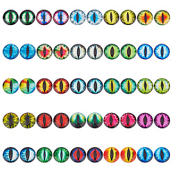 (52) Непрозрачная лаванда 1 стеклянные кабошоны с плоской задней частью сумки, полукруглый / купол с рисунком глаз, разноцветные, 30x6.5 мм, 50 шт / пакет