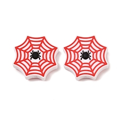 Красный Силиконовые бусины, фокусные бусы, паутины, красные, 27x27x8 мм, отверстие : 3 мм