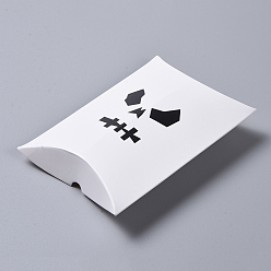 White Halloween Pillow Boxes Candy Gift Boxes, Packaging Boxes, for Halloween Thanksgiving Party, Ghost Pattern, White, 14x9.5x2.8cm