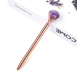 Аметист Шариковая ручка с натуральным аметистом, шариковая ручка из нержавеющей стали, офисные школьные принадлежности, 150 мм