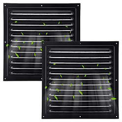 Black Aluminum Square Wall Vent Grille Cover, Black, 250x250x8.5mm
