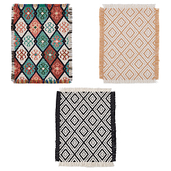 (52) Непрозрачная лаванда 3 шт. 3 цветные полиэстеровые витринные украшения, прямоугольное мини-одеяло, аксессуары для украшения микроландшафта кукольного домика, разноцветные, 120x170x1 мм, 1 шт / цвет